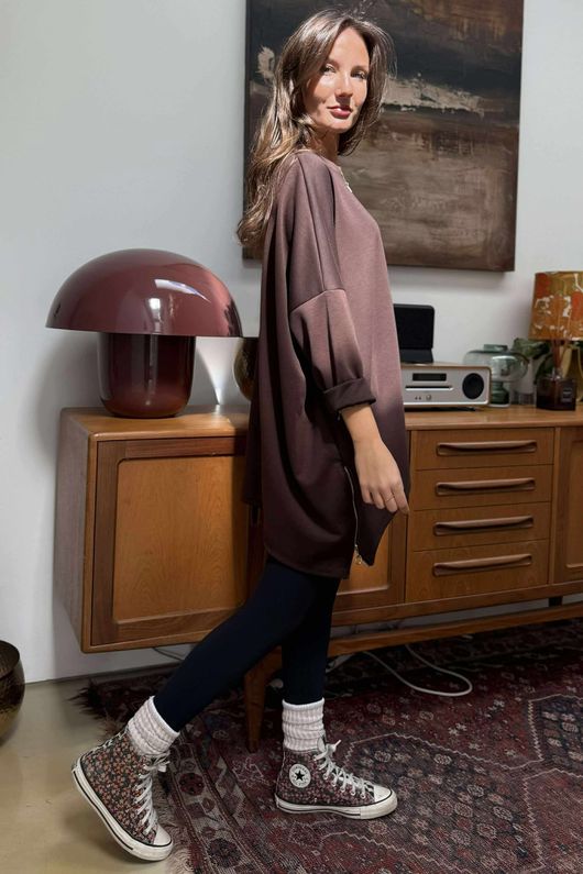 The Soft Tech Jersey Zippy Sweatshirt Chocolate